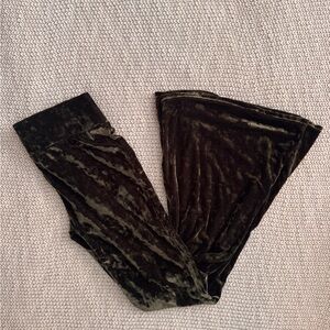 Velvet Flare Pants in Dark Green
